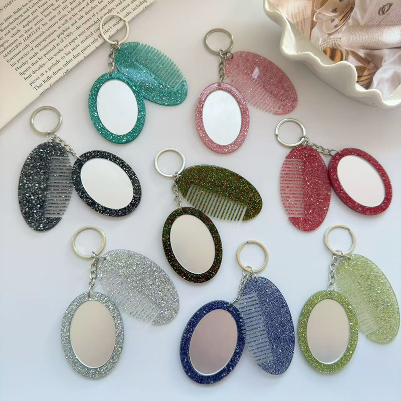 Women Luxury Bags Ysl - Oval Comb Mirror Keychain Pendant Luxurious