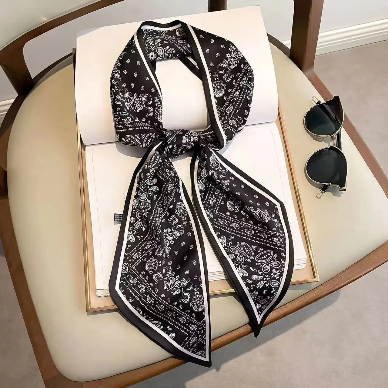 Design Print Skinny Scarf Plai - Luxury Bags Design review and price
