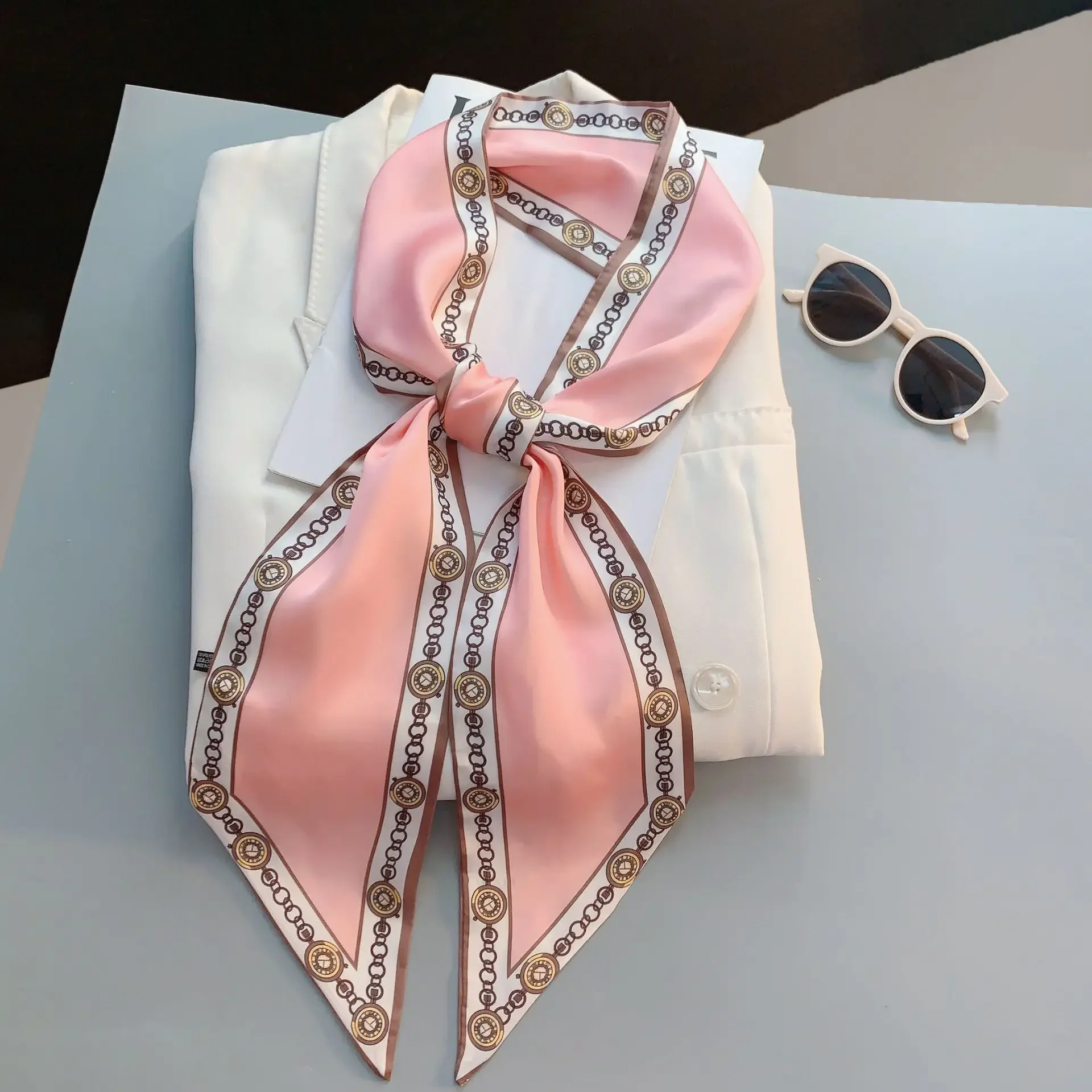 Design Print Skinny Scarf Plai - Luxury Bags Design review and price